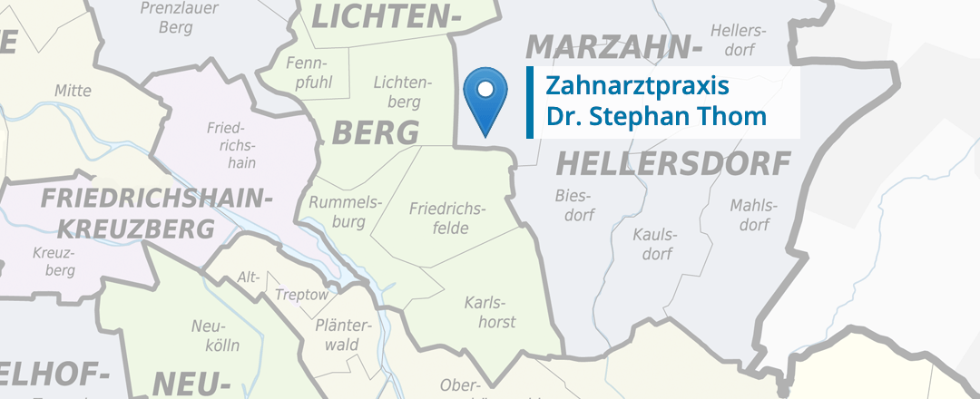 Berlin Stadtbezirke - Lage der Zahnarztpraxis Dr. Stephan Thom